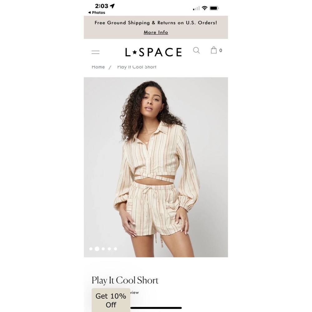 L*Space SOLDOUT Revolve Play it Cool Crop Button Up Stripe Top (M)